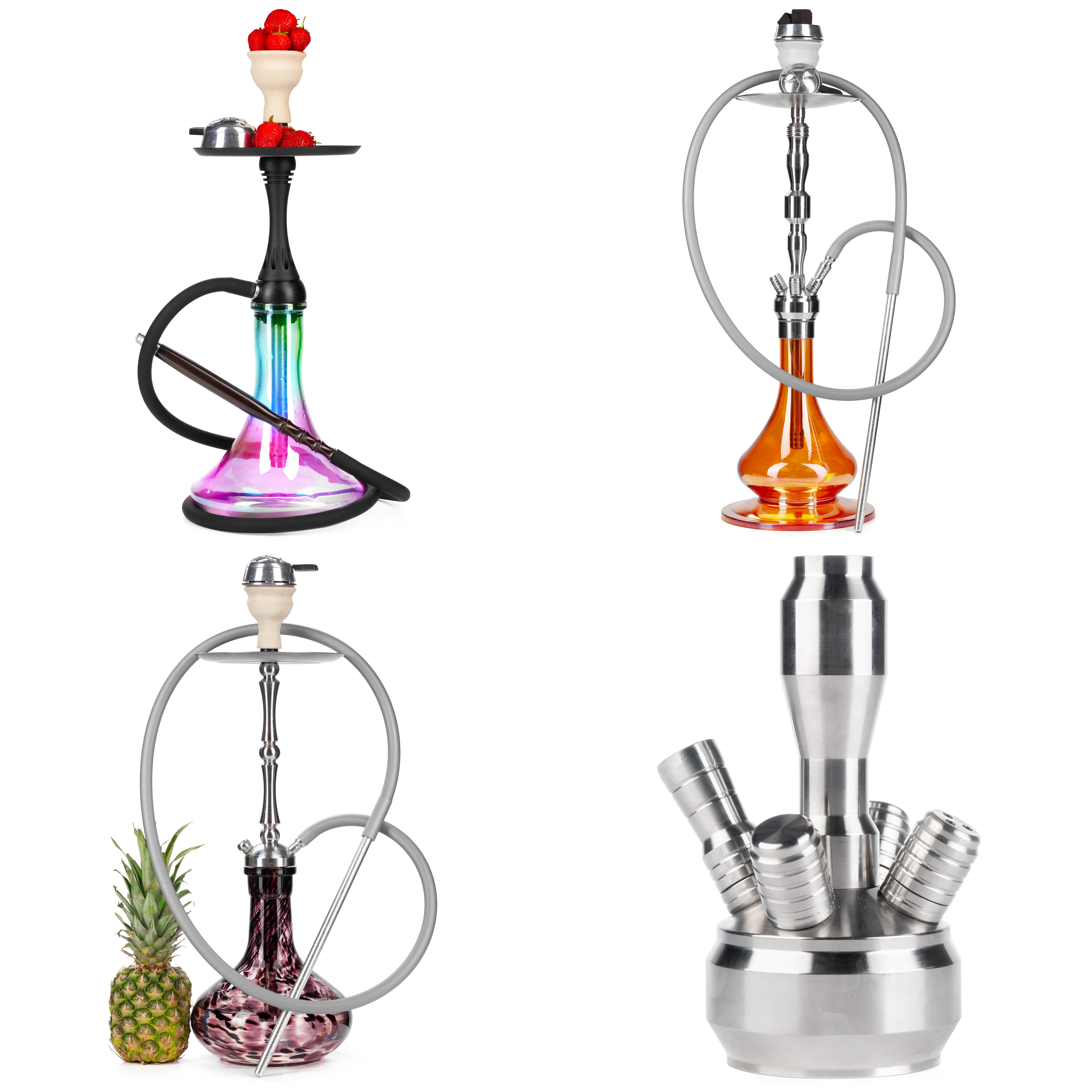 Collage of hookah isolated on a white background